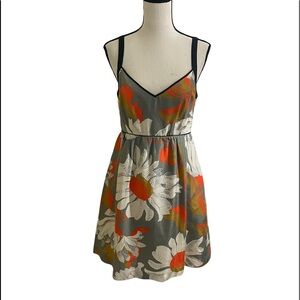 Anthropologie womens Moulinette Soeurs grand Gazania floral silk dress.Size 4